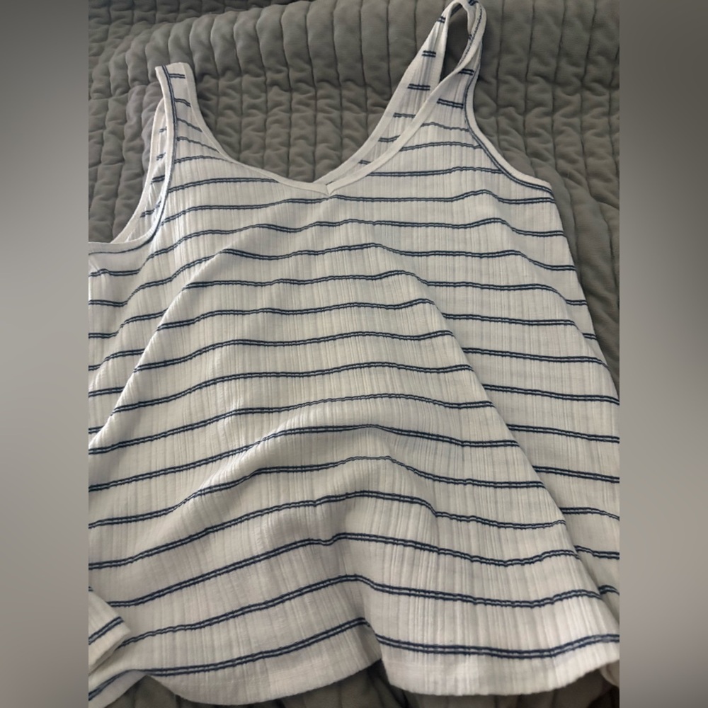 SO White and Blue Striped Tank Top